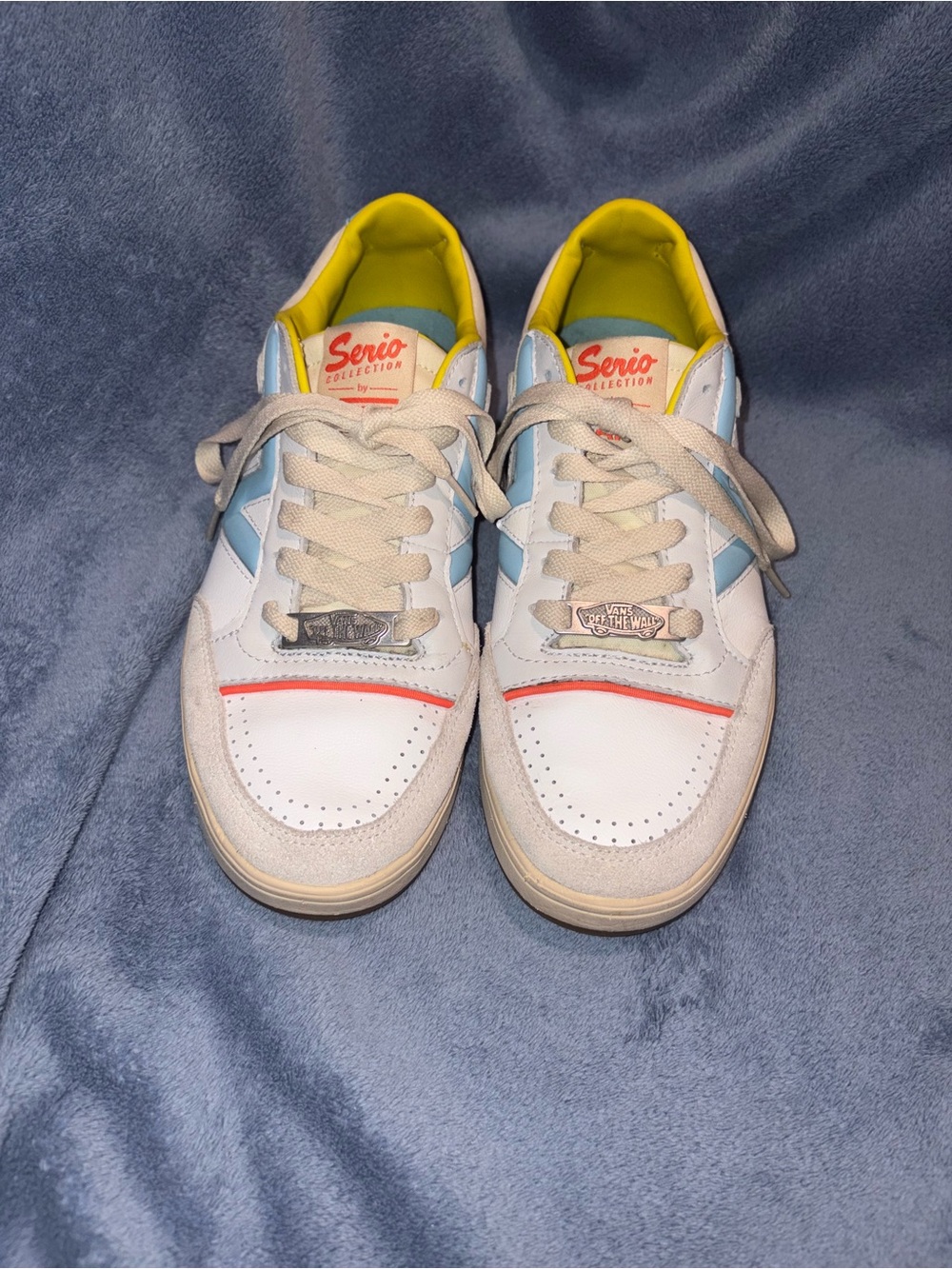 Vans x Serio white, yellow & blue trainers
